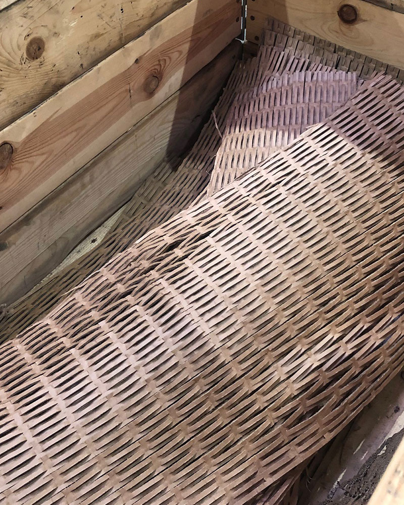 Cardboard packaging material used at warehouse.